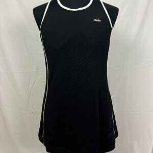 Ellesse Black Sporty Tennis Racerback Midi Dress with Bust Lining Size L